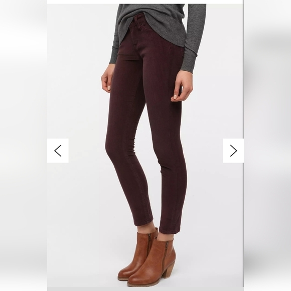 BDG Corduroy Cigarette Mid-Rise Pant Sz 24 Urban Outfitters Plum Purple - Picture 1 of 16